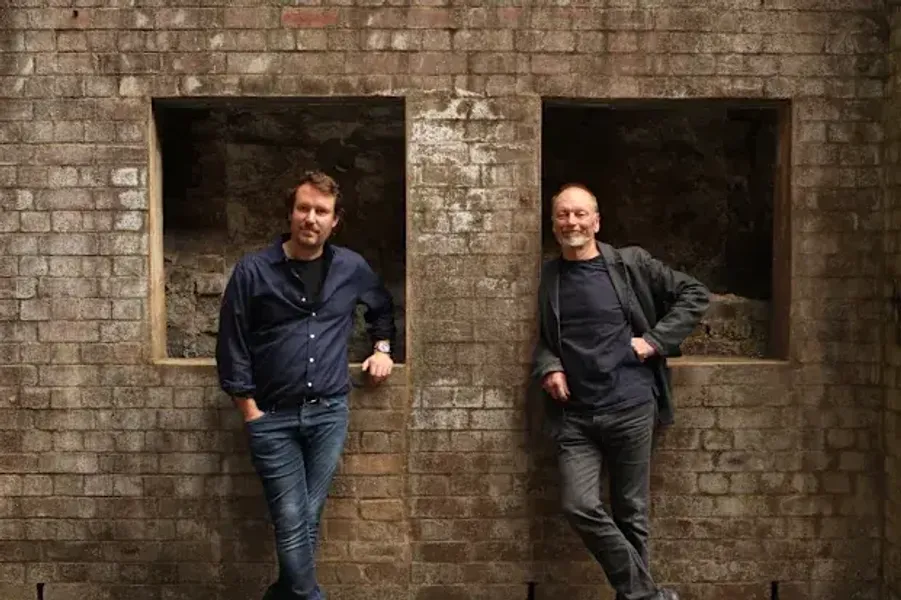 Peter Evans, with John Bell, founder of Bell Shakespeare, 2012. Photo by Jacky Ghossein