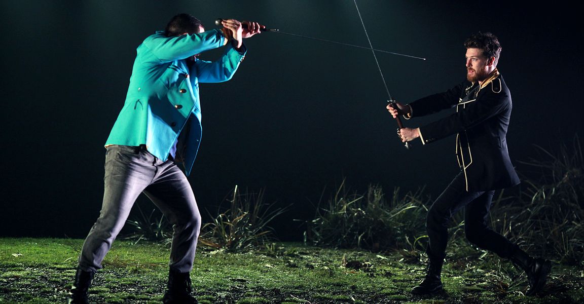 Ivan Donato as Macduff and Dan Spielman as Macbeth (2012, photo: Rush)